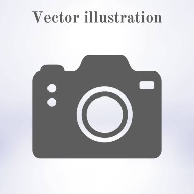 Fotoğraf kamera simgesi. DSLR kamera işareti simgesi. Dijital fotoğraf makinesi. Düz tasarım stili. 