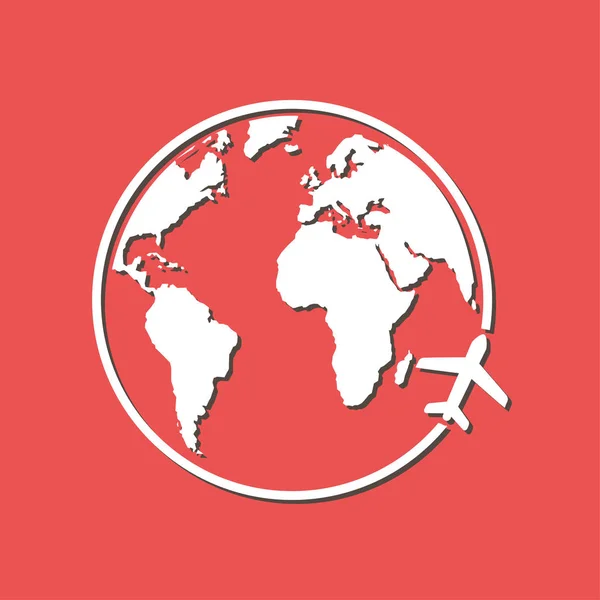 Icono Del Avión Viaje Viaje Alrededor Del Mundo Estilo Diseño — Vector de stock