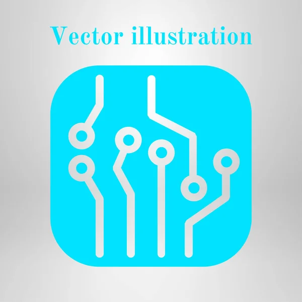 Icône Circuit Imprimé Schéma Technologique Symbole Carré Style Design Plat — Image vectorielle