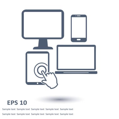 Akıllı telefon bilgisayar tablet netbook sembolü. Düz tasarım.