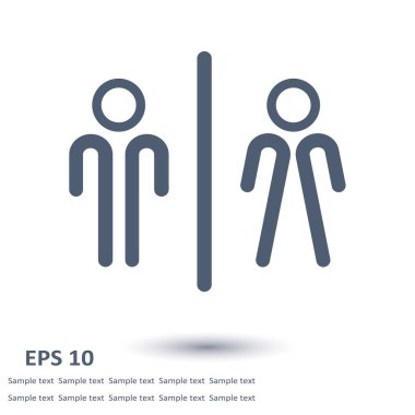 WC işareti simgesi. Erkek ve kadın tuvalet. Düz tasarım. 