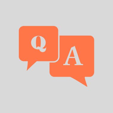 Q&A işareti simgesi. Konuşma balonları ile soru ve cevap.
