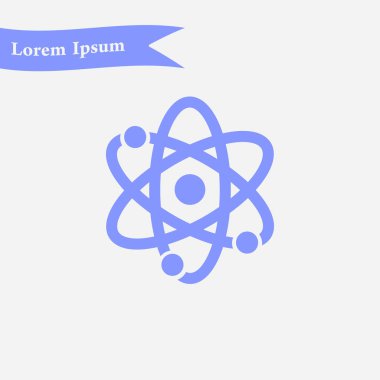 Atom işareti simgesi. Atom bölümü simgesi. Düz tasarım stili.