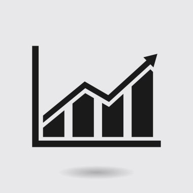 Infographic. Grafik simgesini. Büyüyen grafik erkek. Düz tasarım stili.