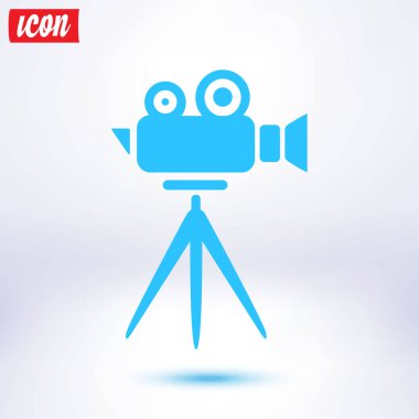 Sinema kamera simgesi. Düz tasarım stili. Vektör.