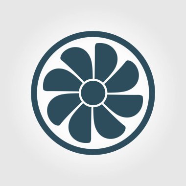 Egzoz fan simge. Vantilatör sembolü. Düz tasarım stili.