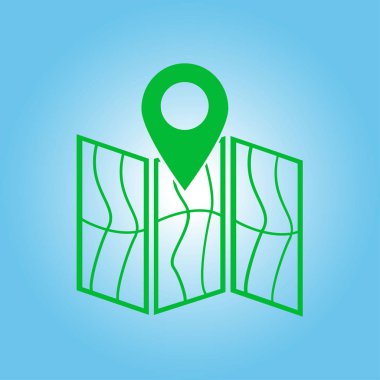 harita ve PIN, vektör çizim basit simgesi