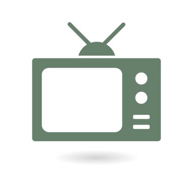 TV simgesi. Düz tasarım stili. Simge kitle iletişim araçları.  