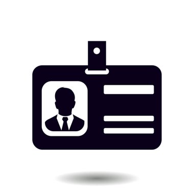 Kimlik kartı simgesi. Konferans katılımcı rozeti. Düz tasarım stili. 