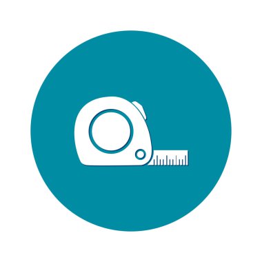 Mezura simgesi. Rulet inşaat sembolü. Boyutları ve ölçüleri. Bir kesim kartı oluşturma.