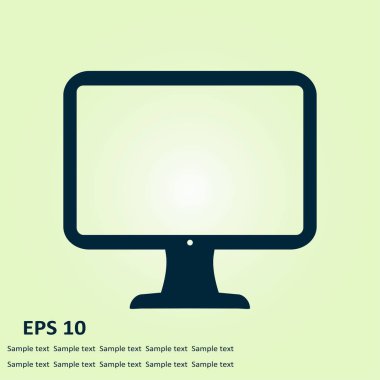 Bilgisayar ekran işareti simgesi. Düz tasarım stili.