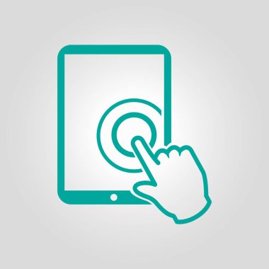 Değmek perde tablet Pc işareti simgesi. El işaretçi simgesi. 