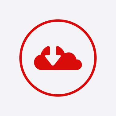 Bulut simgesinden indirin. Düğme yükleyin. Yük sembolü.