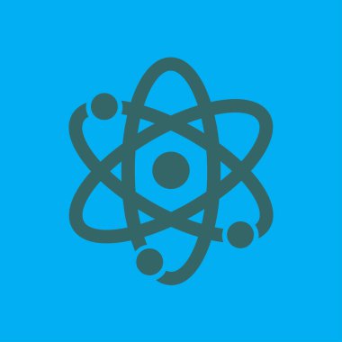 Atom işareti simgesi. Atom bölümü simgesi. Düz tasarım stili.