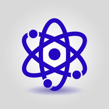 Atom işareti simgesi. Atom bölümü simgesi. Düz tasarım stili.