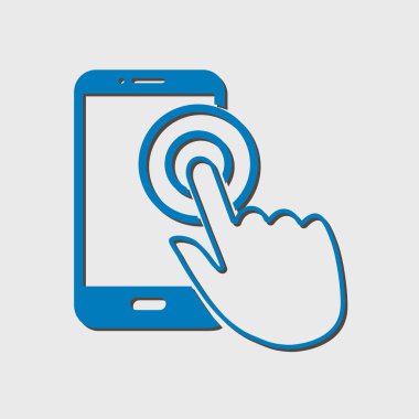 Dokunmatik ekran smartphone işareti simgesi. El işaretçi simgesi. Düz tasarım stili. Vektör Eps 10.