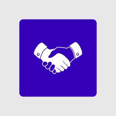 El sıkışma işareti simgesi. Başarılı iş sembolü. Düz tasarım stili.