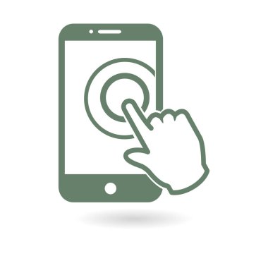 Dokunmatik ekran smartphone işareti simgesi. El işaretçi simgesi. Düz tasarım stili. Vektör Eps 10.