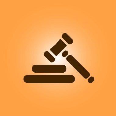 Açık artırma çekiç piktogram. Hukuk hakimi tokmak simgesi. Düz tasarım stili.