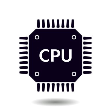 Devre kartı simgesi. Teknoloji düzeni kare simgesi. Düz tasarım stili.