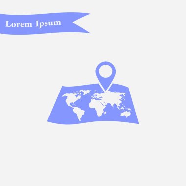 harita ve PIN, vektör çizim basit simgesi