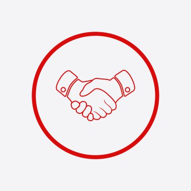 El sıkışma işareti simgesi. Başarılı iş sembolü. Düz tasarım stili.