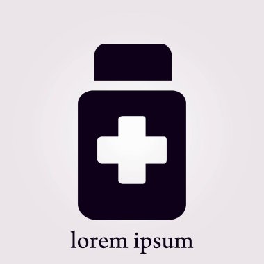 Uyuşturucu simgesi imzala. Haplarla paketi. Düz tasarım stili. 