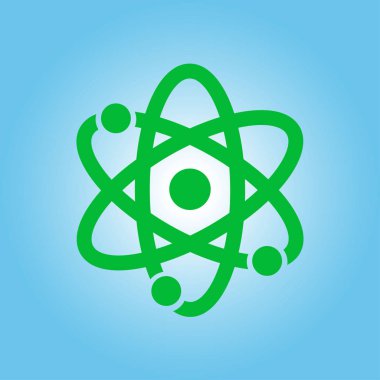 Atom işareti simgesi. Atom bölümü simgesi. Düz tasarım stili.