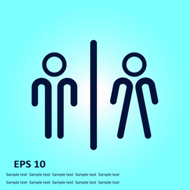 WC işareti simgesi. Erkek ve kadın tuvalet. Düz tasarım. 