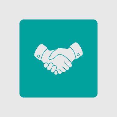 El sıkışma işareti simgesi. Başarılı iş sembolü. Düz tasarım stili.