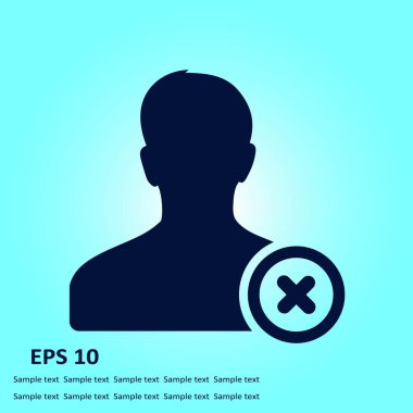 Kullanıcı işareti simgesini kaldırın. Arkadaş simgesini kaldırmak. Düz tasarım stili.