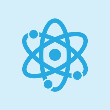 Atom işareti simgesi. Atom bölümü simgesi. Düz tasarım stili.