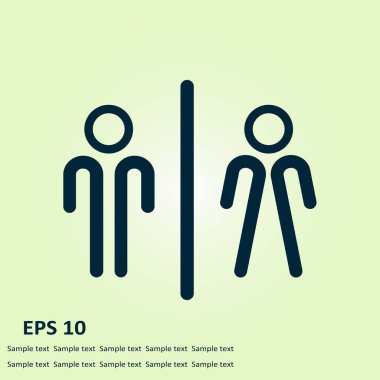 WC işareti simgesi. Erkek ve kadın tuvalet. Düz tasarım. 