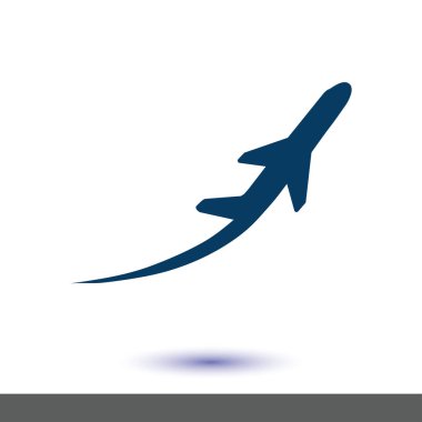 Uçak uçuş biletleri hava sinek seyahat kalkış siluet öğesi. Uçak sembolü. Seyahat etmek simge. Düz tasarım.