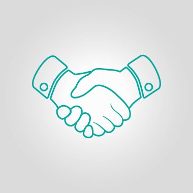 El sıkışma işareti simgesi. Başarılı iş sembolü. Düz tasarım stili.