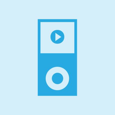 Taşınabilir kitle iletişim araçları oyuncu simgesi. Düz tasarım stili. 