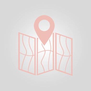 harita ve PIN, vektör çizim basit simgesi