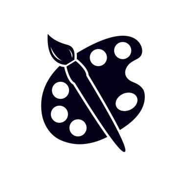 Boya fırça paleti simgesi ile. Düz tasarım stili.