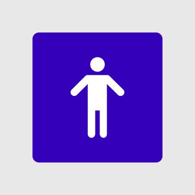 İnsan erkek işareti simgesi. Erkek tuvalet. Düz stil. Her iki biyolojik cinsiyetten temsil etmek için kullanılan bir piktogram cinsiyet semboldür.