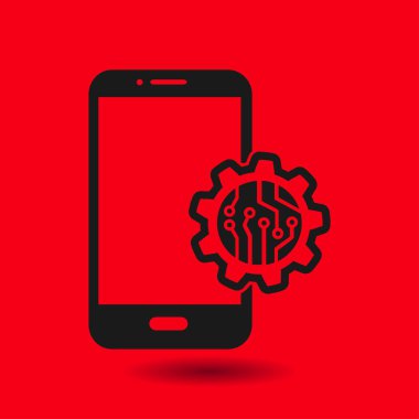 Teknolojik aygıt elektronik devre. Teknoloji düzeni kare simgesi. 