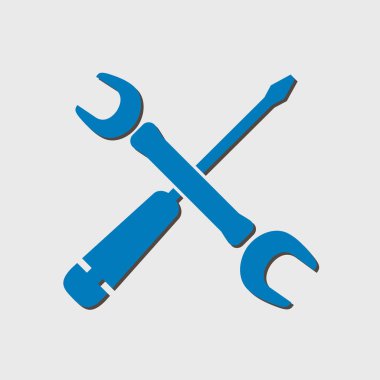 Onarım simgesi. Hizmet sembolü. Araçlar singn. Düz tasarım stili.