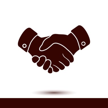 El sıkışma işareti simgesi. Başarılı iş sembolü. Düz tasarım stili.