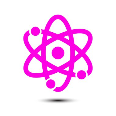 Atom işareti simgesi. Atom bölümü simgesi. Düz tasarım stili.