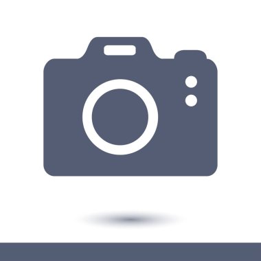 Fotoğraf kamera simgesi. DSLR kamera işareti simgesi. Dijital fotoğraf makinesi. Düz tasarım stili. 