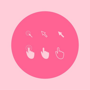 İmleç işaretçisini simgeler. Basın tıklatın ve eylemler dokun. Düz stil.