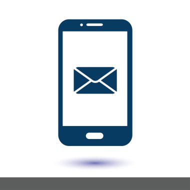 Akıllı telefon e-posta veya sms simgesi. Mobil posta işareti simgesi.