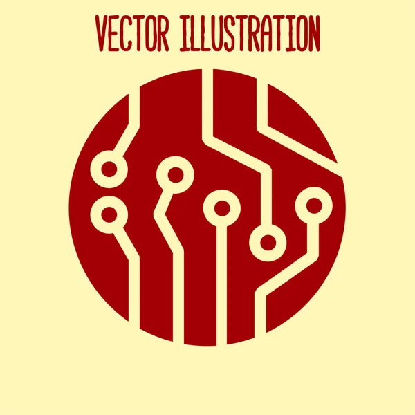 Leiterplattensymbol Technologie Schema Quadratischen Symbol Flacher Designstil — Stockvektor