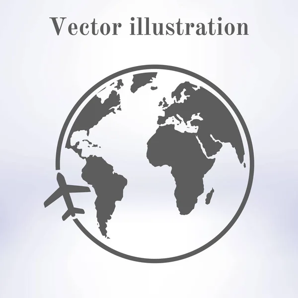 Icono Del Avión Viaje Viaje Alrededor Del Mundo Estilo Diseño — Vector de stock