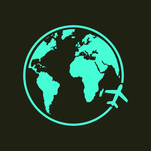飞机图标旅行 环游世界 平面设计风格 — 图库矢量图片