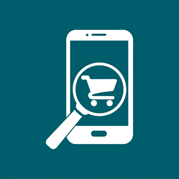 Vidrio Buscando Compras Teléfono Inteligente Icono Compras Línea — Vector de stock